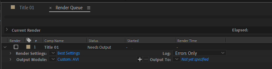 Render queue on Adobe After Effects CC