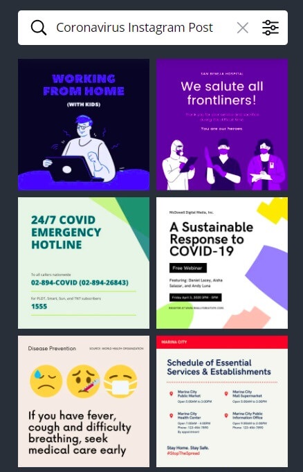 COVID-19 examples on Canva